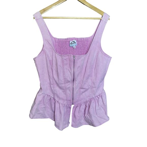 Future Collective Womens Sleeveless Pink Denim Corsett With Flounce Hem Size XXL - Picture 3 of 7